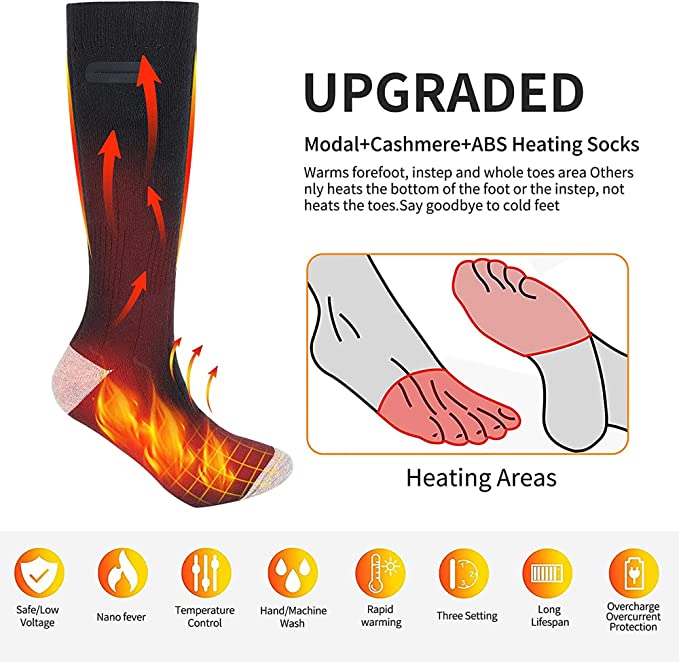 Rechargeable Heated Socks – 8+ Hours of Toe-to-Heel Warmth