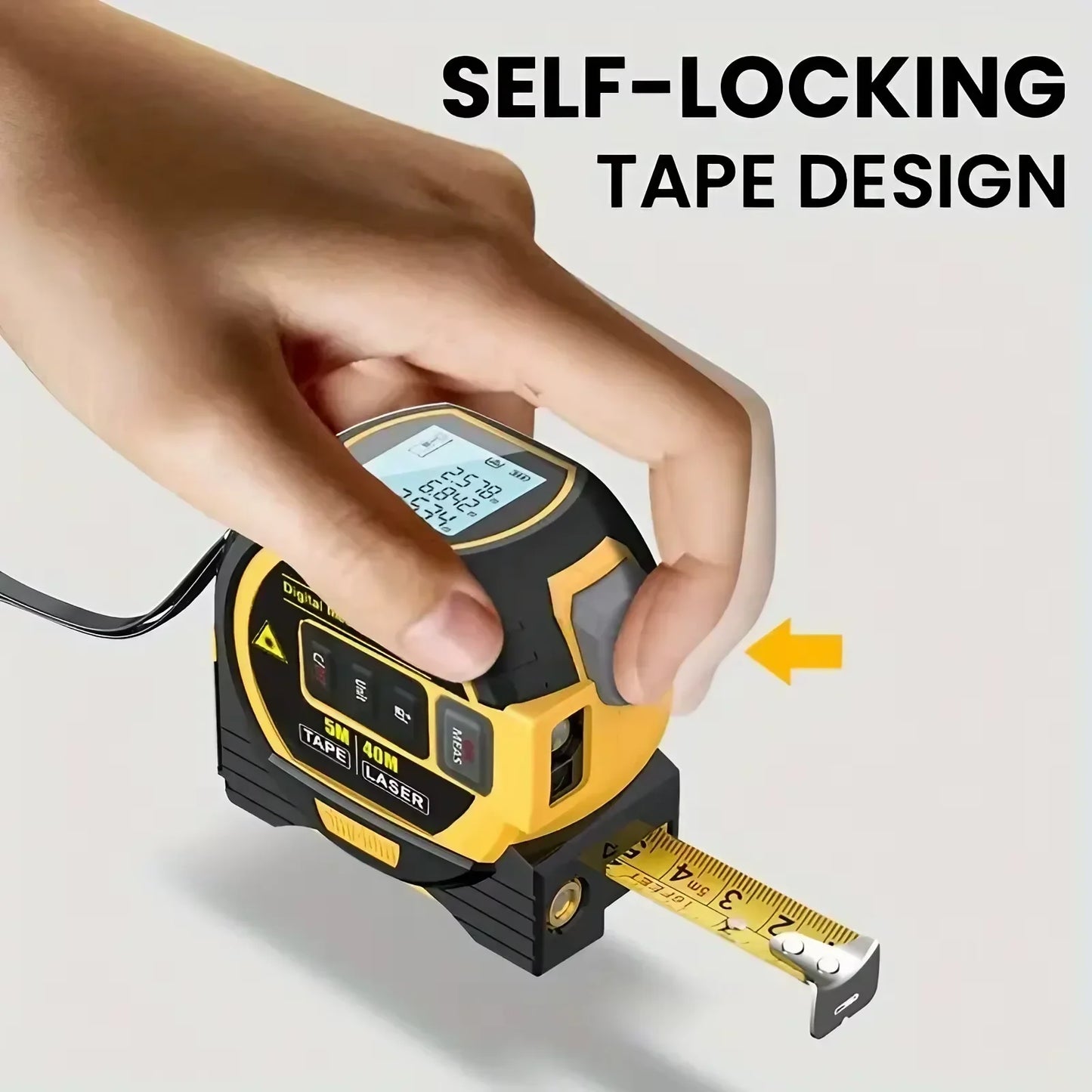 3-in-1 Laser Tape Measure (40/60M) – Long-Range Accuracy, Instant Results