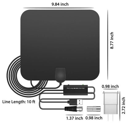 300-Mile Amplified Indoor HDTV Antenna – Free HD Channels, No Cable