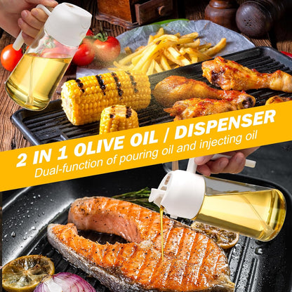Oil Dispenser & Sprayer Bottle Set (2-Pack) – Cook Healthier, Less Mess