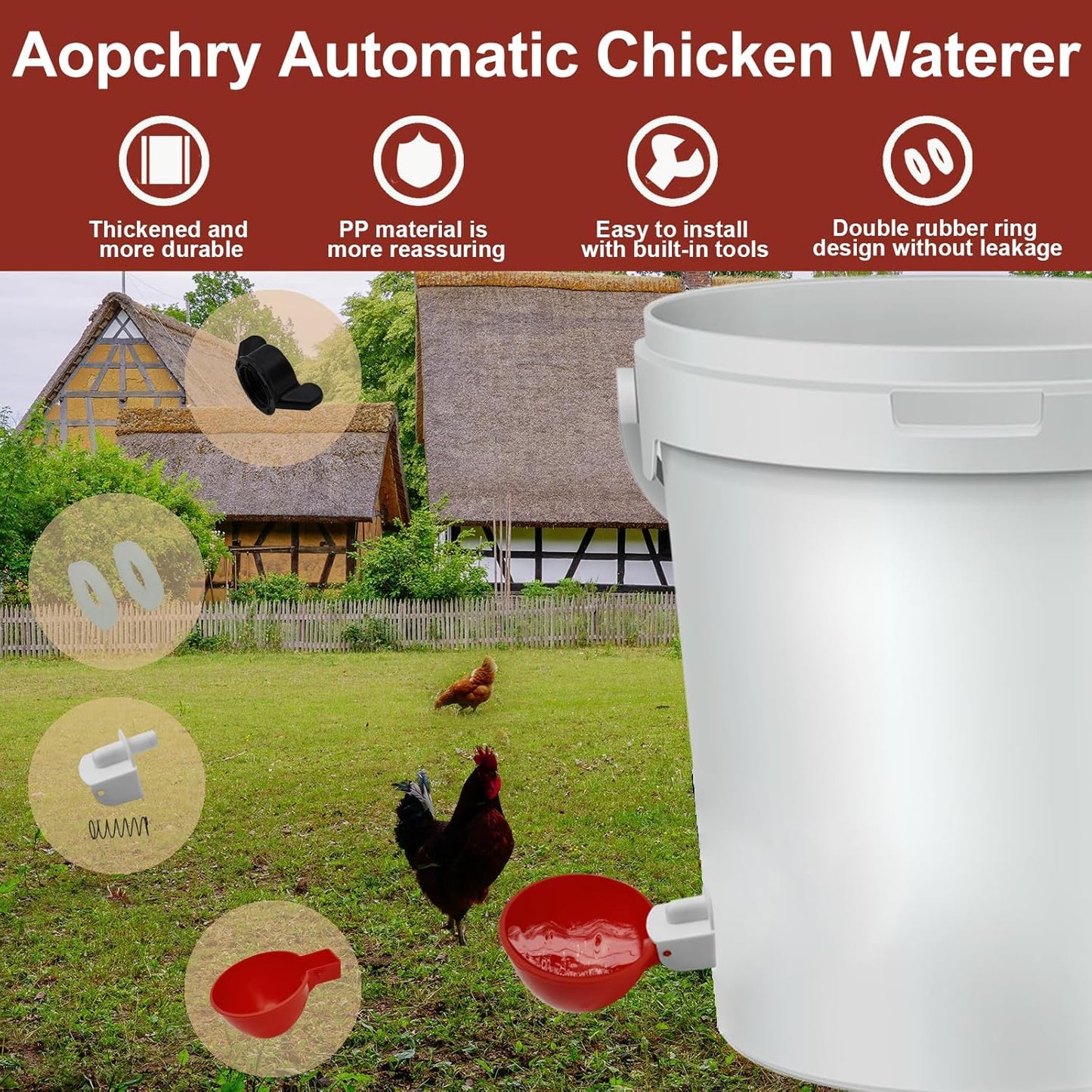 Automatic Chicken Waterer Set – No More Daily Refills