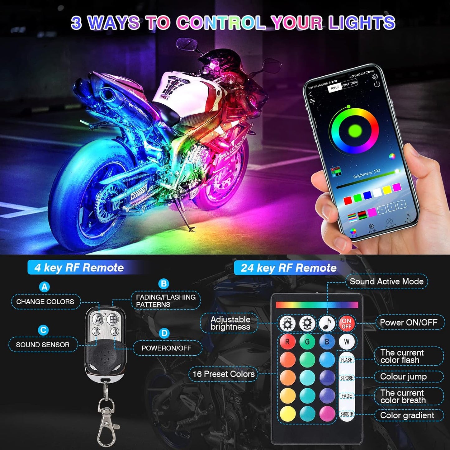 Motorcycle LED Light Kit (12pcs) – Brighter Look, Better Visibility