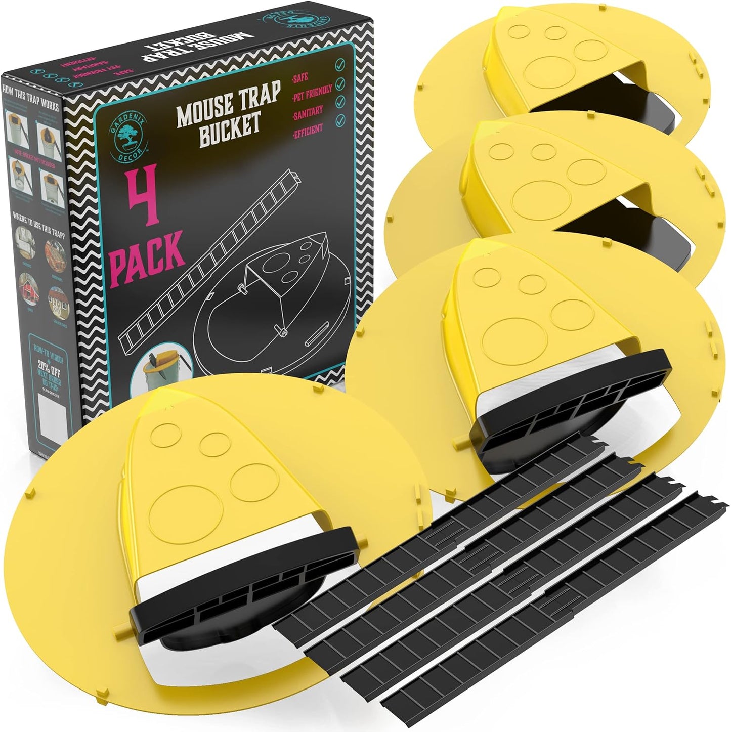 Bucket Lid Mouse Traps (4-Pack) – Turn Any Bucket into a Powerful Trap