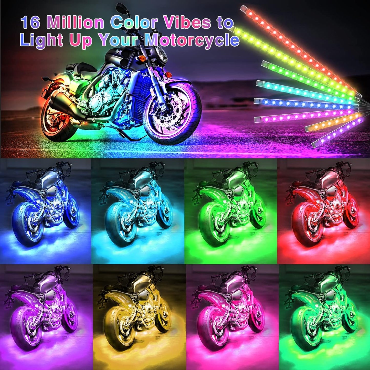 Motorcycle LED Light Kit (12pcs) – Brighter Look, Better Visibility
