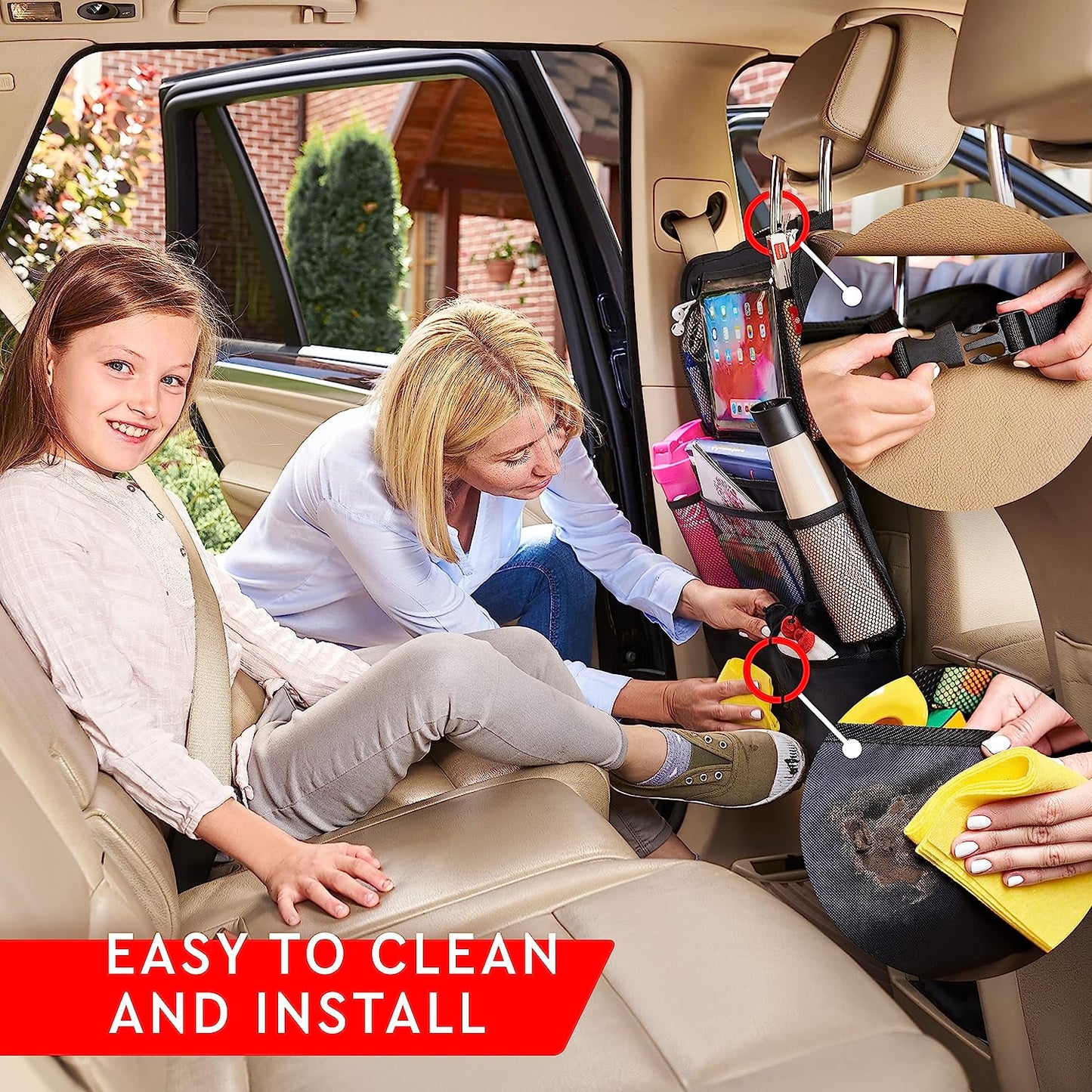 2-Pack Car Backseat Organizer with Tablet Holder – Tidy Rides, Happy Kids