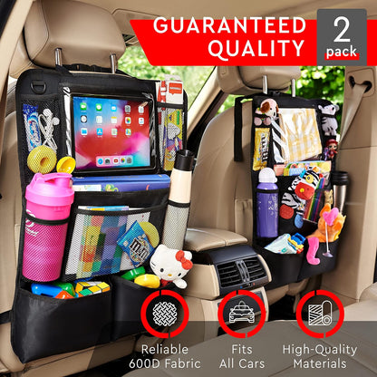 2-Pack Car Backseat Organizer with Tablet Holder – Tidy Rides, Happy Kids