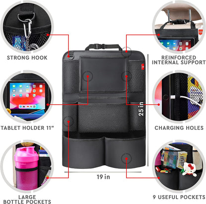 2-Pack Car Backseat Organizer with Tablet Holder – Tidy Rides, Happy Kids