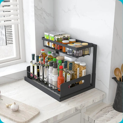 2-Tier Slide-Out Under Sink Organizer – End the Cabinet Chaos