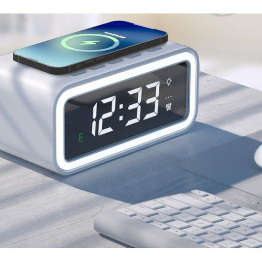 2-in-1 Digital Alarm Clock with Wireless Charging – Wake Up, Power Up