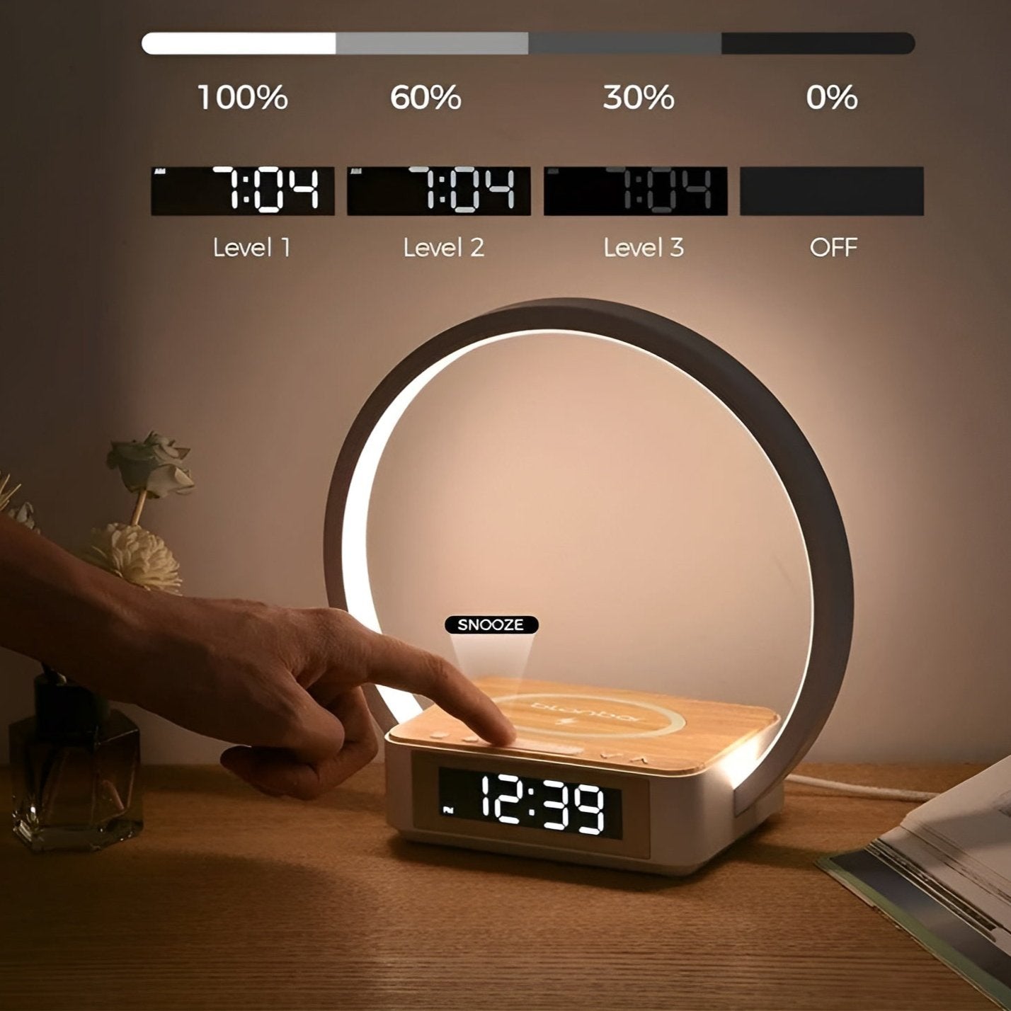 3-in-1 Smart Table Lamp – Light, Charge & Wake Up in One