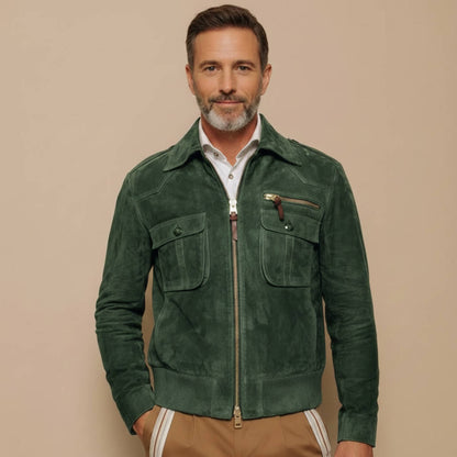 Men's Retro Suede Jacket with Zip Pockets – Stand Out Without Trying