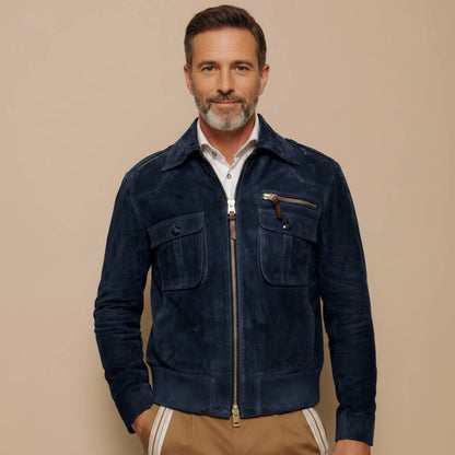 Men's Retro Suede Jacket with Zip Pockets – Stand Out Without Trying