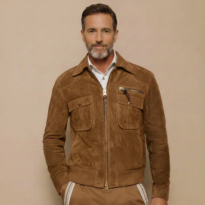 Men's Retro Suede Jacket with Zip Pockets – Stand Out Without Trying