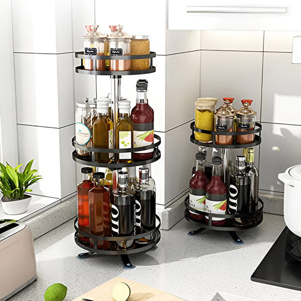 3-Tier Swivel Metal Organizer – Rotating Storage, Zero Clutter