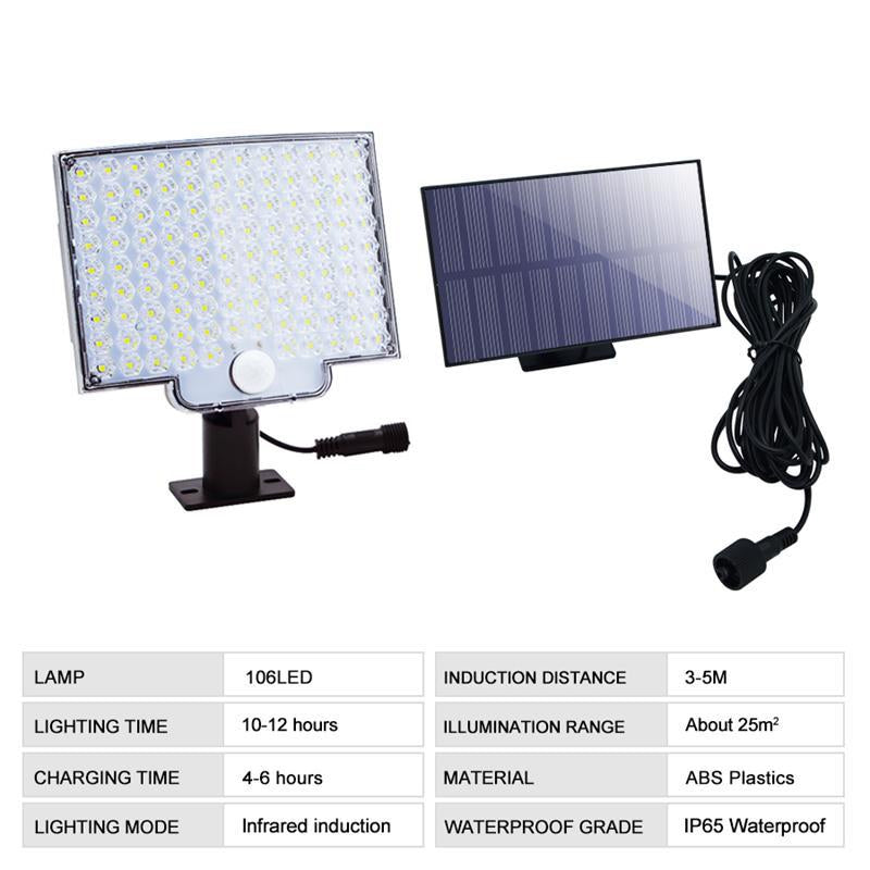 106-LED Solar Motion Sensor Light – Bright Security, Zero Wiring