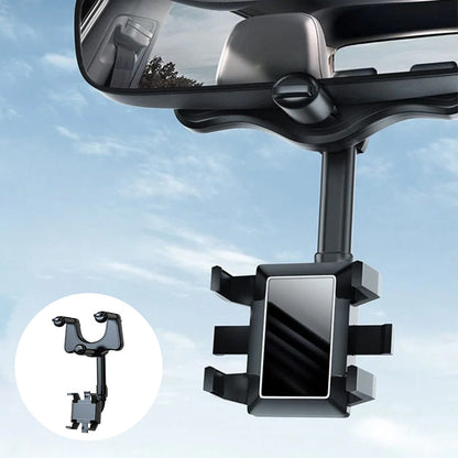 360° Rotating Car Mirror Phone Holder – Mount It Without Losing Your Mirror