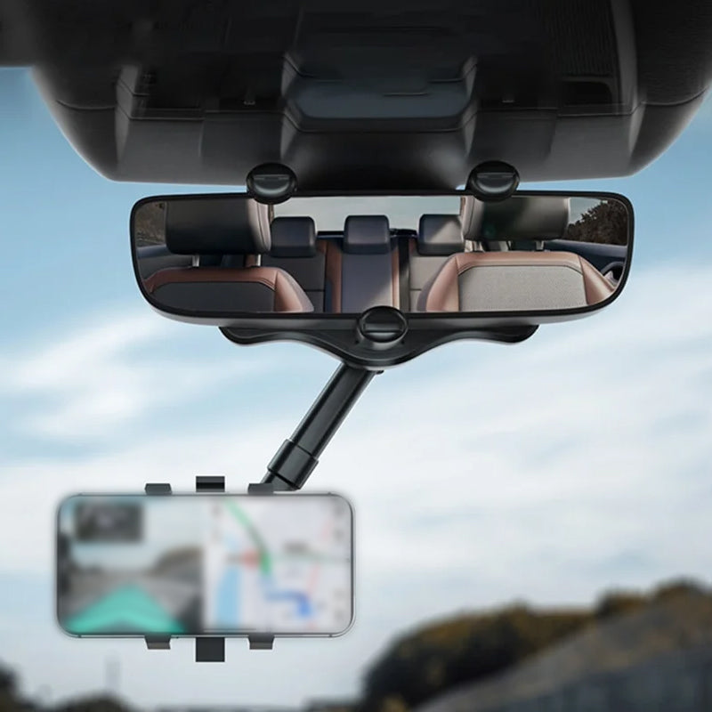 360° Rotating Car Mirror Phone Holder – Mount It Without Losing Your Mirror