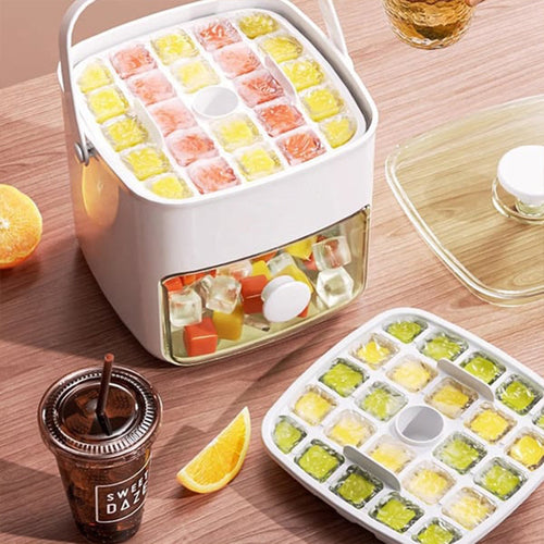 2-Stage Push-In Ice Cube Tray – Double the Ice, Half the Effort