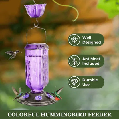 24oz Leak-Proof Glass Hummingbird Feeder – More Visitors, Less Mess