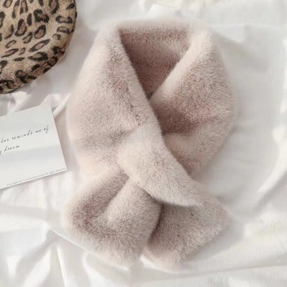 Faux Fur Cross Collar Neck Warmer – Cozy Winter Statement