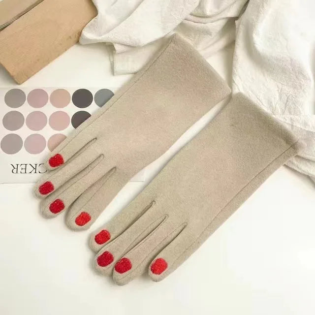 Touch Screen Winter Gloves with Nail Polish Design – Stylish & Functional
