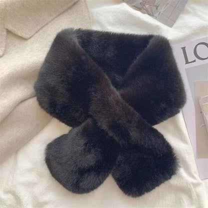 Faux Fur Cross Collar Neck Warmer – Cozy Winter Statement