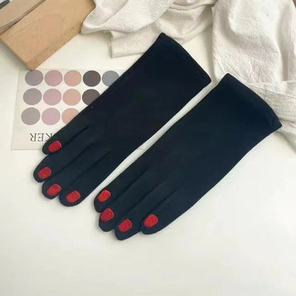 Touch Screen Winter Gloves with Nail Polish Design – Stylish & Functional