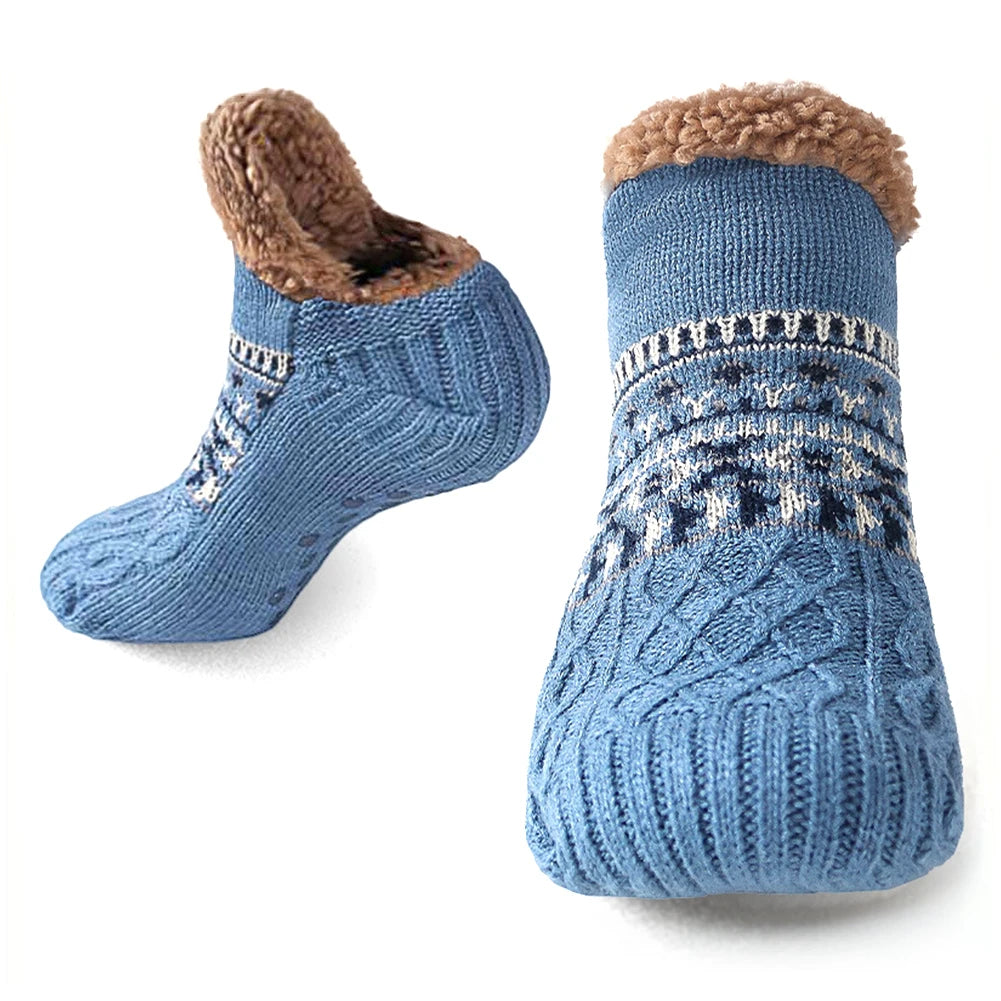 Knitted Slipper Socks with Fleece Lining – All-Day Cozy Feet