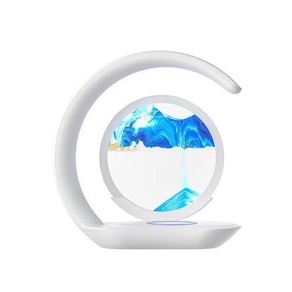 3D Sand Art Table Lamp with Wireless Charger – Ambient Light, Built-In Charging