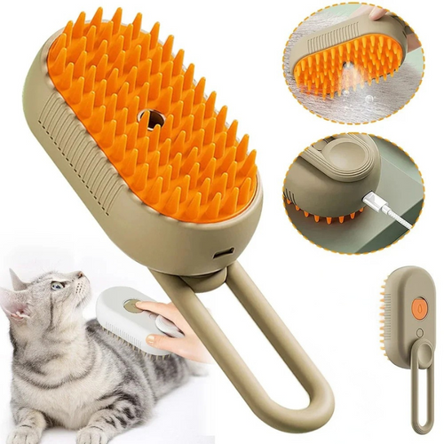 3-in-1 Pet Steam Grooming Brush – Groom, Massage & Control Shedding
