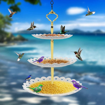 3-Tier Hanging Bird Feeder & Bird Bath Combo – Bring the Garden to Life