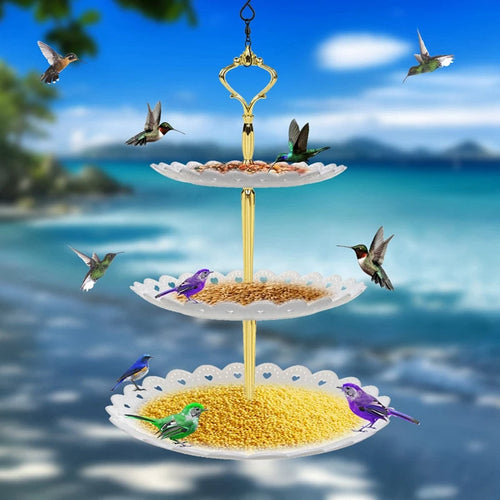 3-Tier Hanging Bird Feeder & Bird Bath Combo – Bring the Garden to Life