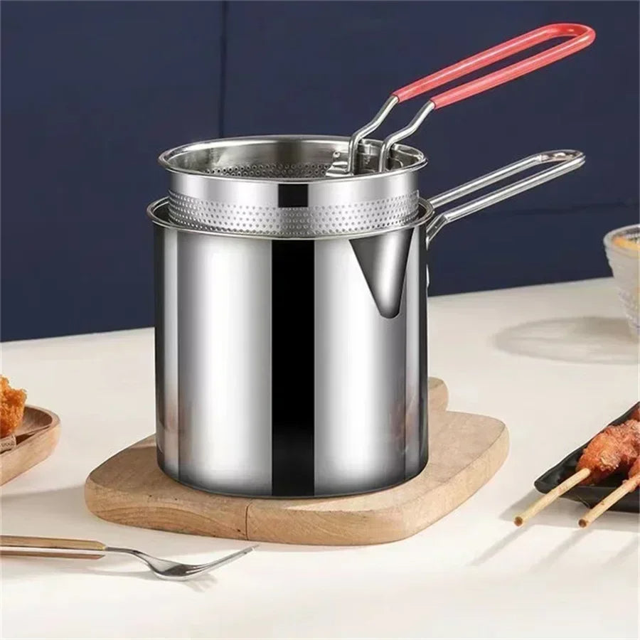 1200ML Deep Fryer Pot with Strainer – Crispy Results, Minimal Mess