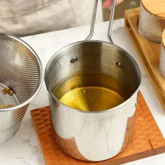 1200ML Deep Fryer Pot with Strainer – Crispy Results, Minimal Mess