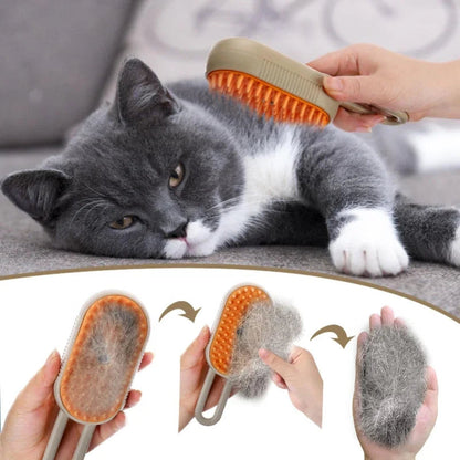 3-in-1 Pet Steam Grooming Brush – Groom, Massage & Control Shedding