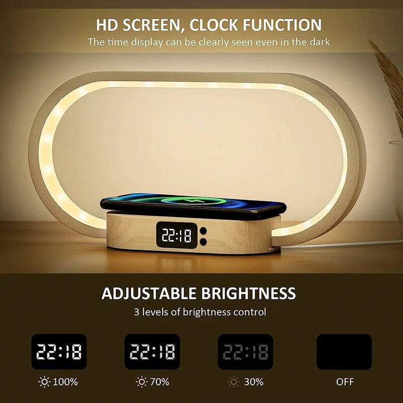 Alarm Clock with Wireless Charger & Night Light – Your Nightstand, Simplified