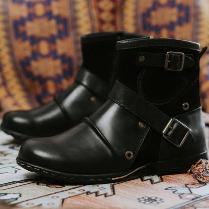 Men's Vintage Buckle Ankle Boots – Rugged Character, All-Day Comfort