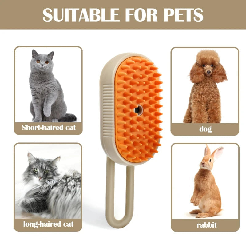 3-in-1 Pet Steam Grooming Brush – Groom, Massage & Control Shedding