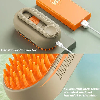 3-in-1 Pet Steam Grooming Brush – Groom, Massage & Control Shedding