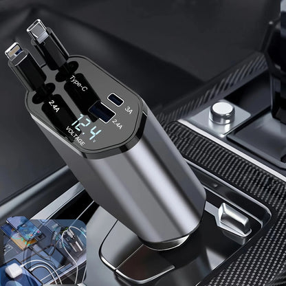 120W Retractable Car Charger – Tangle-Free Fast Charging