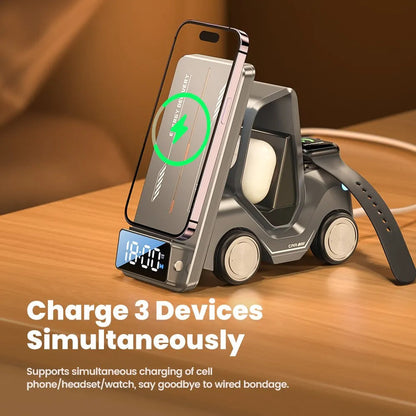 5-in-1 Forklift Wireless Charger with Alarm Clock & Night Light – A Nightstand Upgrade
