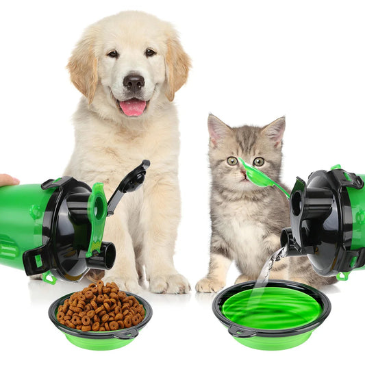 2-in-1 Collapsible Pet Water Bottle & Feeder – Hydration On the Go
