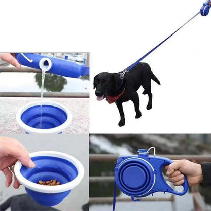 4-in-1 Dog Leash with Built-In Water Bottle & Bowl – Walks Made Easy