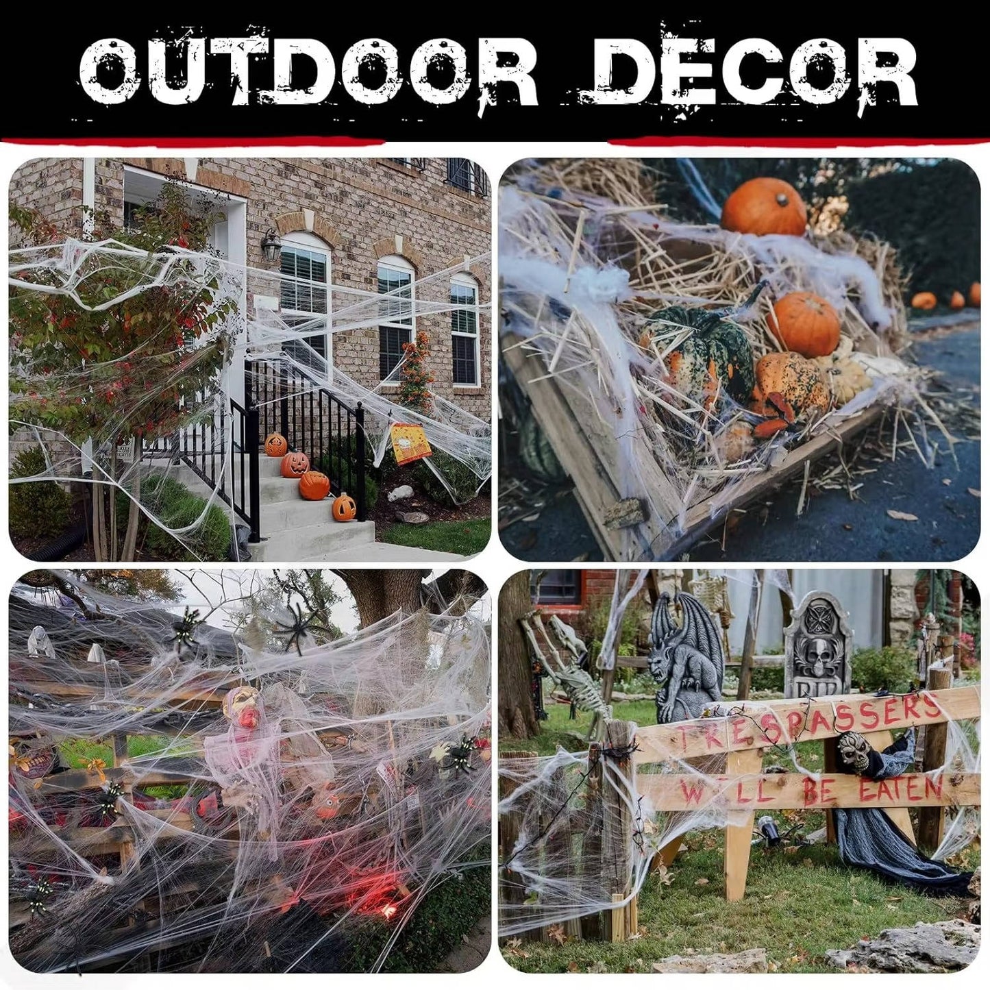 200 Sq Ft Halloween Spider Web Decorations – Spookiest House on the Block