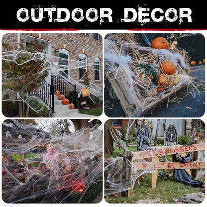 200 Sq Ft Halloween Spider Web Decorations – Spookiest House on the Block