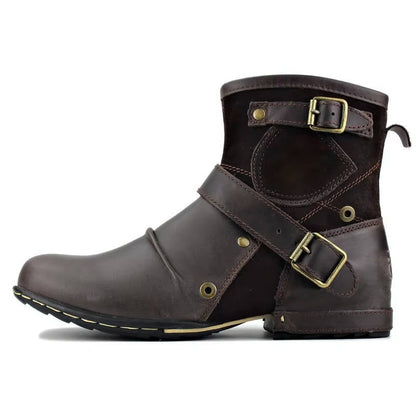 Men's Vintage Buckle Ankle Boots – Rugged Character, All-Day Comfort