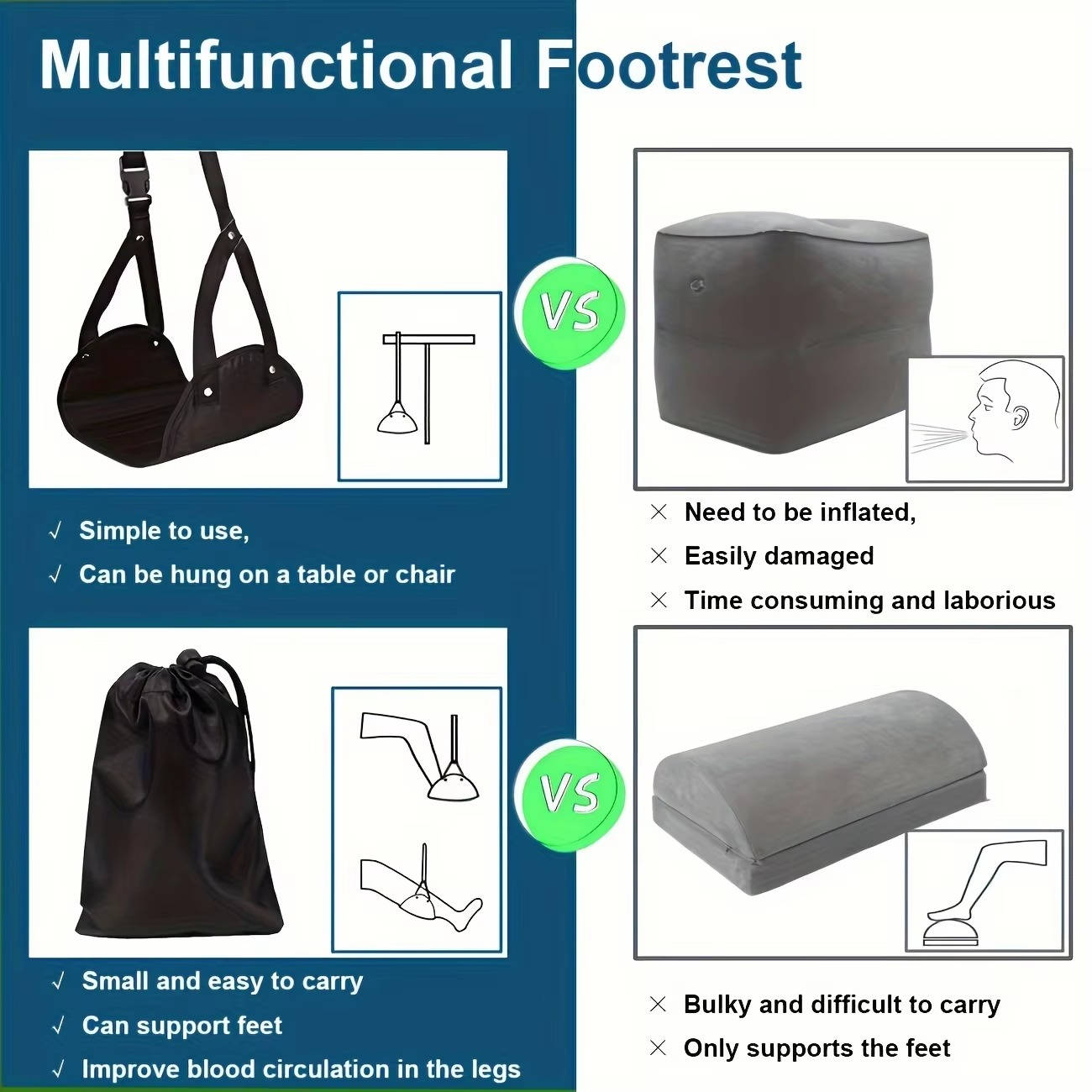 Under-Desk Foot Hammock (2-Set) – Comfort for Long Sits