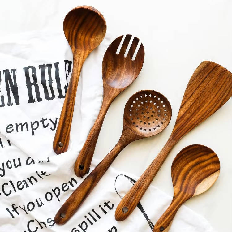 6-Piece Wooden Kitchen Utensils Set – Cook Better, Protect Your Pans