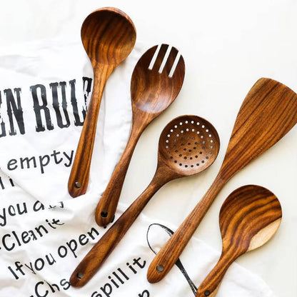 6-Piece Wooden Kitchen Utensils Set – Cook Better, Protect Your Pans