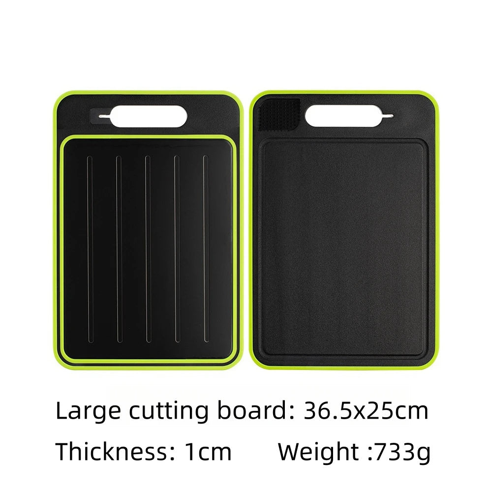 4-in-1 Cutting Board with Thawing Tray & Built-In Knife Sharpener